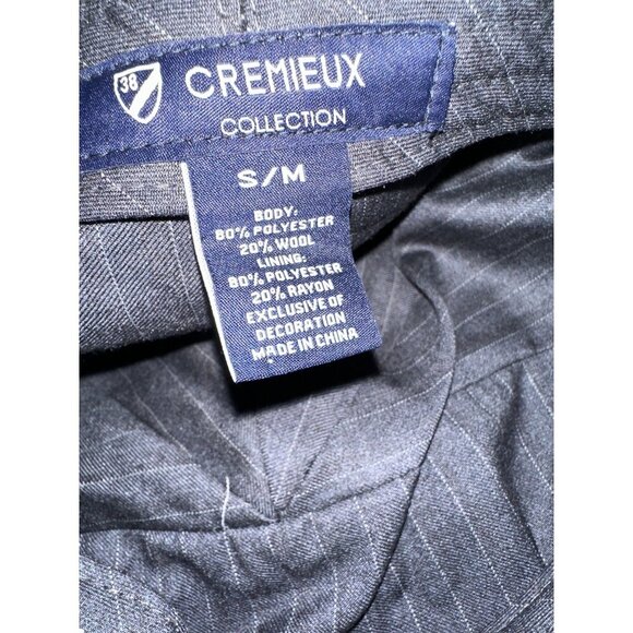 Cremeux Herringbone Newsboy Cap S/M Black & White Wool Blend - Picture 4 of 5